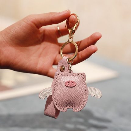 Mini Pig Keychain - Leather Bag Charm DIY Material Kit