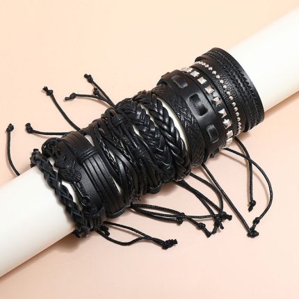 Minimalist Leather Bracelet Set - 12pcs Adjustable Cords