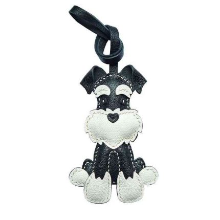 Hand-Sewn Schnauzer Keychain - Cute Dog Leather Craft DIY